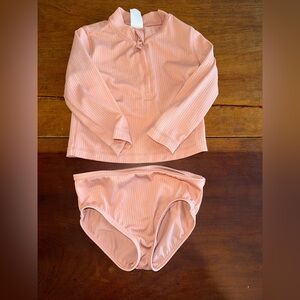 Carter's Coral Ribbed Swim Pajama Set